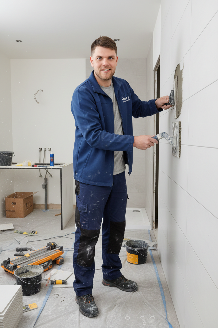 Frank van FG Constructions aan het werk tijdens een renovatie